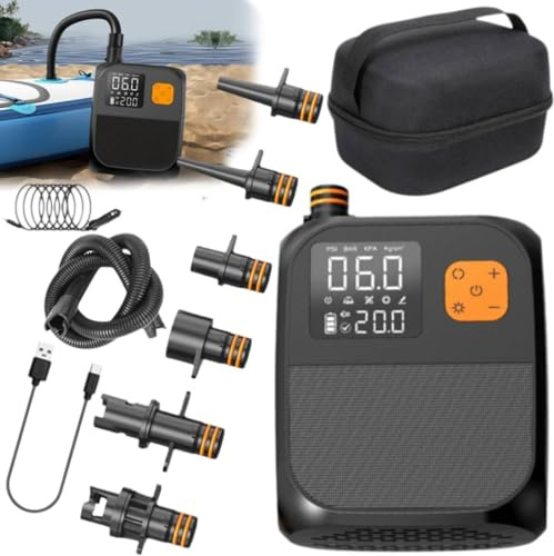 Pompa Sup ricaricabile da 100 l/min, pompa elettrica da 8000 mAh 25 PSI, con schermo tattile a LED a doppio stadio di gonfiaggio e sgonfiaggio, pompa ad aria portatile Sup, adatta per dispositivi