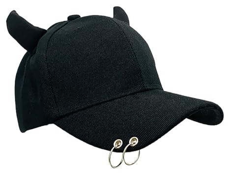 Unisex Stierhörner Baseball Cap Vintage Eisenring Hardcap Dämon Baseballmütze Retro Kappe Einstellbar Sonnenhut Outdoor Hat Hip Hop Trucker Hut Sommermütze Accessoire Headwear Für Männer Und Frauen