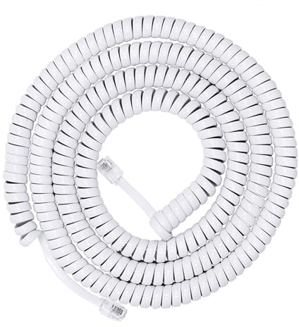 ZEPFJHE Moderno cable de línea telefónica RJ9 RJ11 4P4C en espiral para mejorar cualquier decoración de oficina o hogar, cable flexible para auriculares