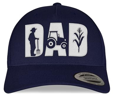 tshirtladen bestickte Baseballkappe Dad Traktor Motiv für Landwirt Navy