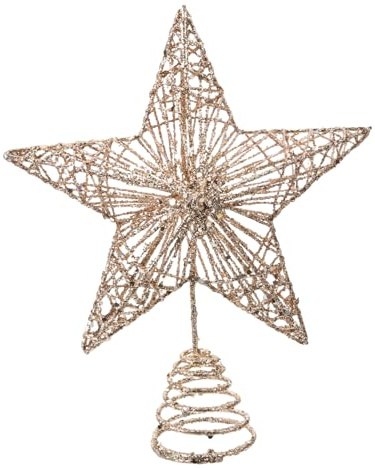 HAMPPLIES Puntale Albero Natale Stella Oro con Luci Batteria Decorazione Appesa Festiva per Feste Natalizie