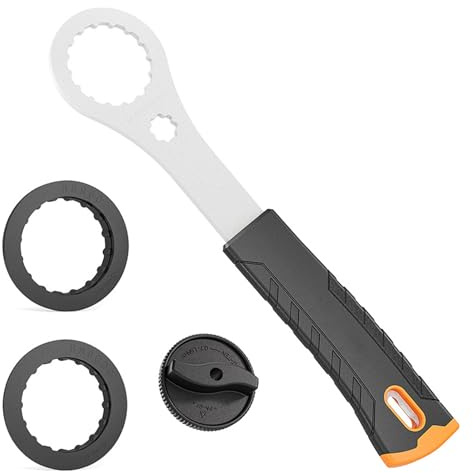 QingWing Chiave per Movimento Centrale, Chiave Movimento Include Due Adattatori e Un Copri Pedivella, Manico in Acciaio Inossidabile Impugnatura Antiscivolo per Riparazione e Manutenzione Biciclette