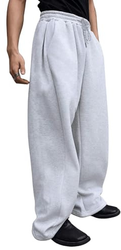 Jogginghose Herren Baggy Einfarbig Hosen Weites Bein Sweatpants Elastische Taille Trainingshose Lang Sporthose mit Taschen und gummizug Sporthosen Bequeme Freizeithose Y2k Streetwear Herbst Winter