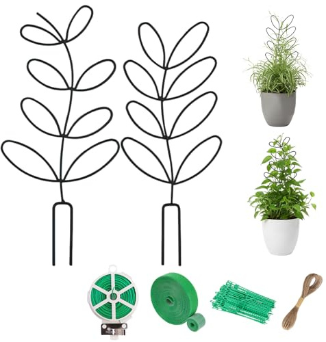 2 Piezas Tutores para Plantas, 31,5 X 14 CM, Tutor Monstera, Enrejado De Jardín, con Forma De Hoja, para Plantas Trepadoras, Proporciona Soporte A La Planta, con Correas (Negras)
