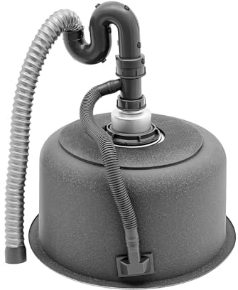 Fregadero empotrable redondo de acero inoxidable 304, 41 cm, lavabo profundo (19 cm), con escurridor, colador, rebosadero, alfombrilla silenciosa, para cocina, restaurante, bar – Incluye tubo de