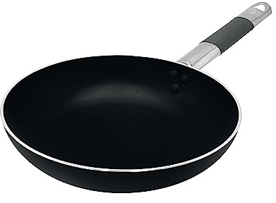 Pentole Agnelli ALSC111BBSSC36 Alblack Padella Svasata Bassa, in Alluminio, con Manico Tubolare in Acciaio Inossidabile, 36 cm, Nero