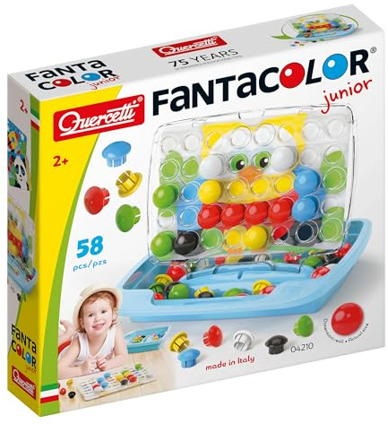 Quercetti - Fantacolor Junior - gioco di bottoni - mosaici per bambini - bambini di 2 anni - Sviluppa Motricità Fine - Made in Italy – 4210