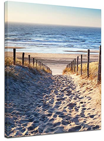 Bilderdepot24 Bild auf Leinwand | Schöner Weg zum Strand H-III in 30x40 cm als Wandbild | Wand-deko Dekoration Wohnung modern Bilder | 201095