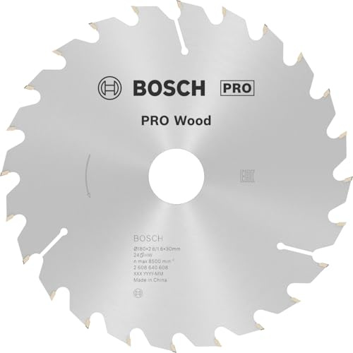 Bosch 1x PRO Wood Corded Circular Saw Blade for Hand-Held Saws | for Softwood, Hardwood, Ø 180 mm, Professional Accessory Hand-Held Corded Circular Saws
