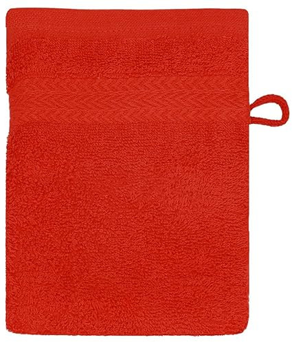 Betz Manopla de baño Guante para lavarse 100% algodón tamaño 16x21 cm con Colgador de cordón Premium de Color Rojo