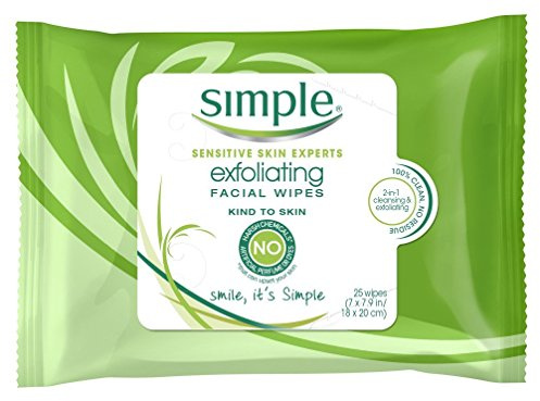 Simple Exfoliating Facial Wipes, 25 Count (Pack of 3) by Simple
