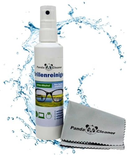 PandaCleaner Brillenreiniger 100ml Sprühflasche | ohne Alkohol | antibeschlag - streifenfrei - Auch für Displays, Monitore, Visiere u.v.m. geeignet (100ml Spray)