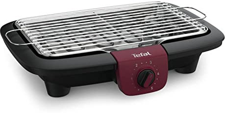 Tefal, BG90E5 Easygrill Adjust, barbecue elettrico da tavolo, 2300 Watt, superficie grill 720 cm², facile da pulire, nero/bordeaux