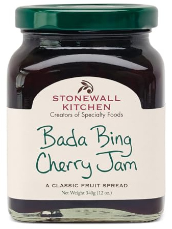 Stonewall Kitchen Bada Bing Cherry Jam Konfitüre | Premium-Kirschkonfitüre aus aromatischen Bing-Kirschen. Fruchtiger Aufstrich für Frühstück, Joghurt und Desserts