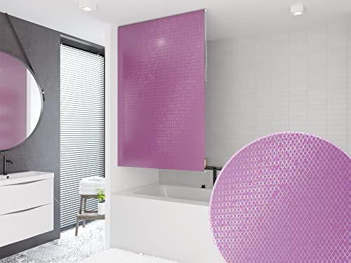 Basic DUSCHROLLO Laser LILA VIOLETT 3D Multicolor 7 Breiten ZUR Wahl (60x240 cm)