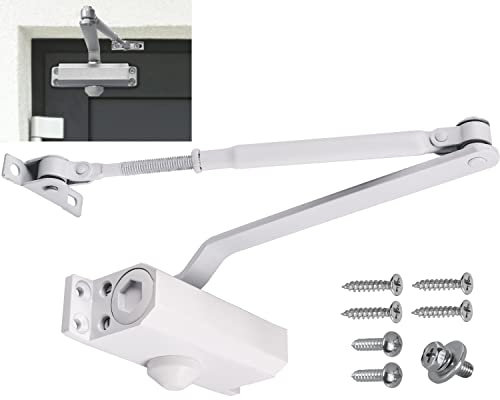 Stahlia Automatischer Türschließer Weiß Türschließer Haustür hydraulisch Innen - Außen Automatik Obentürschließer | MINI Türgewicht 15-30 kg