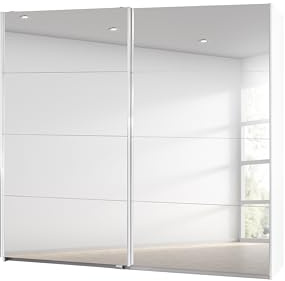 Rauch Möbel Caracas Armoire, Armoire à Portes coulissantes, 2 Portes, 2 Portes Miroir, avec 2 Barres de penderie, 4 étagères et 1 Tringle à Crochets, Couleur Blanc Alpin, Dimensions 226x210x62cm