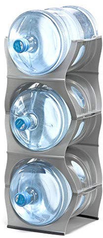 Stapelbares Wasserflaschen-Aufbewahrungsregal, beste Wasserkrüge, 1,8 l, Krughalter für Küche, Schrank und Büro, verstärktes Polypropylen (Silber, 3 ohne Regal)