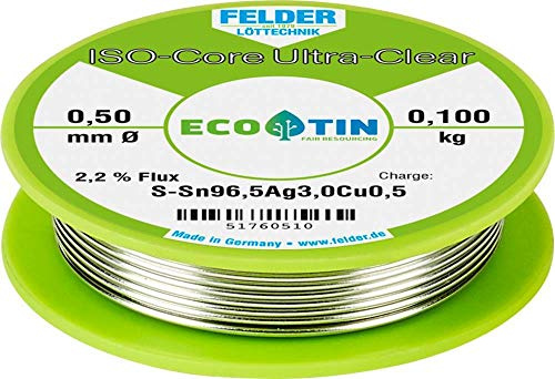 Felder Löttechnik ISO-Core Ultra Clear SAC305 Étain à souder bobine Sn96,5Ag3Cu0,5 0.100 kg 0.5 mm