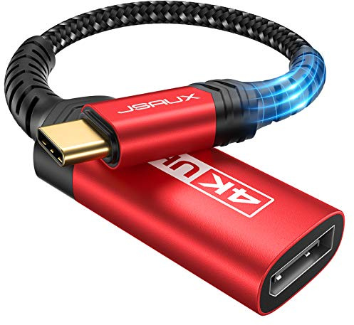 JSAUX USB Type C to DisplayPort Adapter 4K@60Hz, C to Display Port Cable, Compatible with MacBook Pro 2019 2018, Surface Book, Dell XPS, Samsung Galaxy S21 S20 Note 20-Red