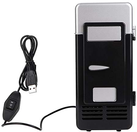 EVTSCAN Mini frigo, Mini USB Portatile Mini Riscaldamento e Raffreddamento da Ufficio Frigorifero Portatile a Doppio Uso Dispositivo di Raffreddamento per Bevande, per Ufficio Domestico(Nero)