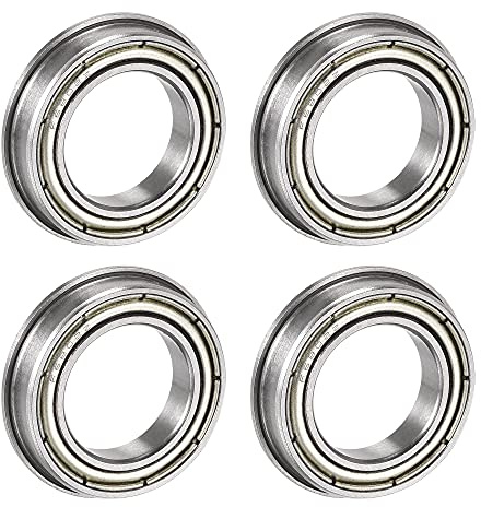 sourcing map 4 Stück F6802-ZZ Flansch Kugellager 15x24x5mm Doppel Metall geschirmt (GCr15) Chrom Stahl Lager
