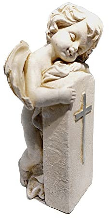 Decpero Engel zum Stellen mit Gedenkstein/wetterfest / 1 Stück / 8,5x6,5x16cm / Poly