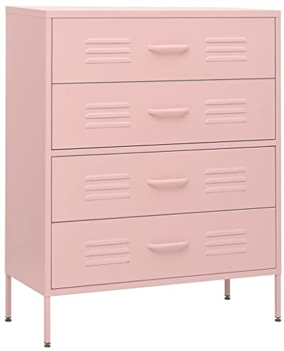 vidaXL Byrå rosa 80x35x101,5 cm stål
