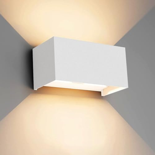 Klighten 24W LED Wandleuchte Innen/Außen,3000K Außenlampe Außenleuchte innen, IP65 Aussenleuchte Wand UP Down,Außenwandleuchte wandleuchte innen Mit Einstellbar Abstrahlwinkel Warmweiß,Weiß