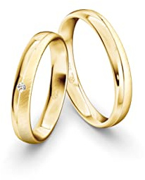 JC Trauringe Gold 333 Gold Paarpreis Poliert/Mattiert I Partnerringe Gelbgold mit Gravur in edler Schatulle I 2 Hochzeitsringe Herrenring ohne & Damenring mit Zirkoniasteine I ICT61