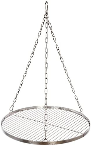 Grillrost Ø 55 cm mit Kette Edelstahl 4 mm Grillstabdicke/Stababstand 14 mm für Schwenkgrill BBQ Dreibein