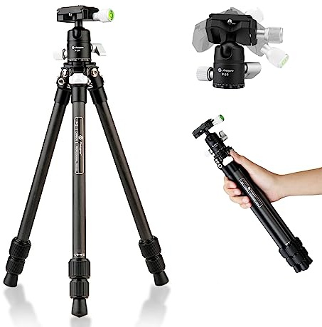 Fotorpro Trépied de Voyage léger de 72 cm, trépied Compact en Fibre de Carbone avec rotule à 360° QR pour Appareil Photo Reflex numérique, Appareil Photo sans Miroir, Charge maximale 5 kg, Noir