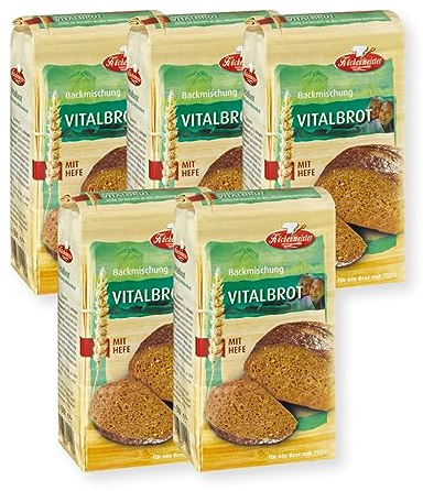 BIELMEIER KÜCHENMEISTER Brotbackmischung Vital-Brot 5 x 500 g I Brotbackmischungen für Brotbackautomat & Ofen I Brot mit Backmischung einfach gemacht
