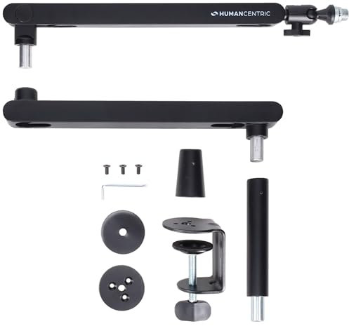HumanCentric Niedriger Mikrofonarm, verstellbarer Mikrofonarm, Schreibtischhalterung mikrofon ständer, für Heimbüro, Streaming und Gaming, Mikrofonarm mit Kabelkanälen, passend für 3/8 und 5/8