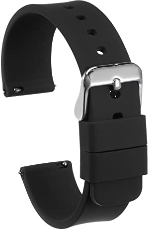 sourcing map Silikon Uhrenband 24mm Breite Schnellspanner Gummi Schwarz | Weich, Ersatz Uhr Riemen, Mit Edelstahl Schnalle, Für Männer Frauen