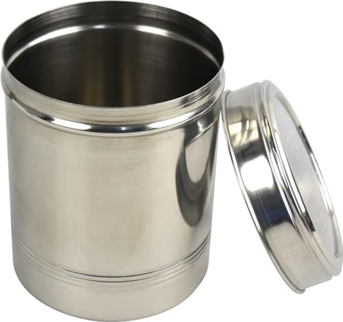 Storage Jar Stainless Steel Mirror Polished with Clear Lid Kitchen Dabba Box Jar Multipurpose Sealed Portable Airtight (18.8cm/ 3.3L)