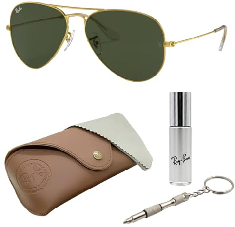 Ray-Ban RB3025 Pilot Shape Non-Polarized Sunglasses for Men & Women – Includes Official Rayban Eyewear Kit – Ideal Formal & Casual Wear Sunglasess – G-15 Green Lens