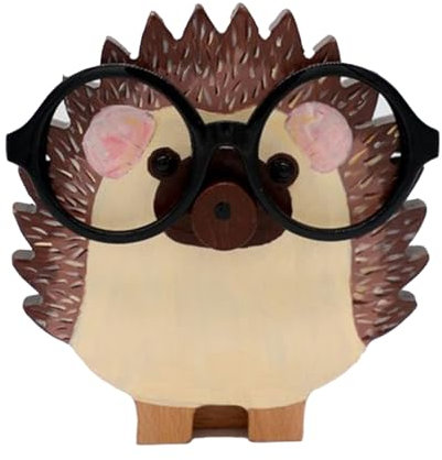 Niedlicher Tier-Brillenhalter aus Holz, Handgefertigter Brillenhalter-Ausstellungsständer, Kreativer Sonnenbrillen-Ausstellungsständer für Nachttisch, Zuhause, Büro, Schreibtisch, Geschenk(Igel)