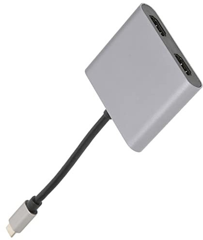 Beufee USB-C-zu-HDMI-Adapter, Typ-C-zu-HDMI-Konverter, Dual-Adapter, USB-C-zu-Dual-HDMI-Adapter, 4-in-1, 4K, 5 Gbit/s, 60 W