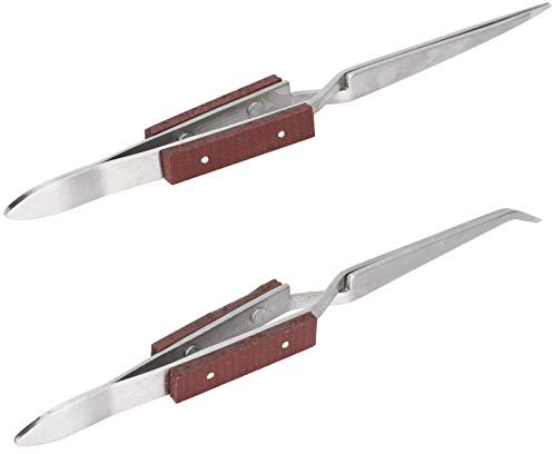 Pincettes à Souder, Pince à Souder à Poignée en Fibre à Verrouillage croisé, Ensemble de 2 Pincettes à Verrouillage, Bijoux Fixes, Soudure, Pointe Droite et Incurvée, Outil de