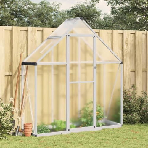 Gecheer Gewächshaus mit Fundamentrahmen Tomaten Treibhaus Tomatenhaus Frühbeet Garten Pflanzenhaus Gartenhaus Silbern 169x58x195cm Aluminimum