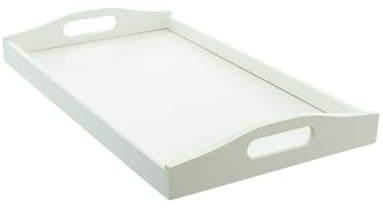 FRANK FLECHTWAREN, Tablett Simply White, Holz, lackiert Maße: 50 x 30 x 6 cm
