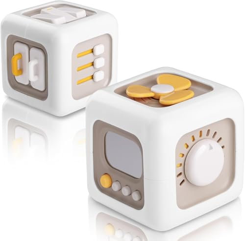 Zikenis Montessori Spielzeug ab 1 Jahr, Mit Schaltern, Ventilatoren, Spiegeln, Knöpfen, Schubladen, Würfelspielzeug eignen, Sensorisches Spielzeug für Kleinkind 1-3 Baby Geschenk