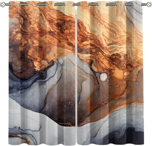 Kinder Verdunkelungsvorhänge 220X215 cm (B + H) Marmorstruktur 3D Polyester Ösen Vorhang, Für Wohnzimmer Schlafzimmer Blickdicht Schallschutzvorhänge 2Er Set 2X -Esszimmervorhang -420156945