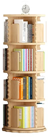 Drehbares, mehrschichtiges Bücherregal aus Holz für Kinder, Schule, Bilder, Bücher, Büro, Lagerregal (Holzfarbe, 50,5 x 50,5 x 128 cm)