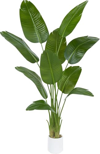 TXABL Bird of Paradise Artificial Tree, 6Ft Tall Faux Plant, Fake Banana Leaf Plant Indoor, Faux Palm Tree Faux Floor Plants Tropical Tree in Pot, Present for Friend Housewarming Decor