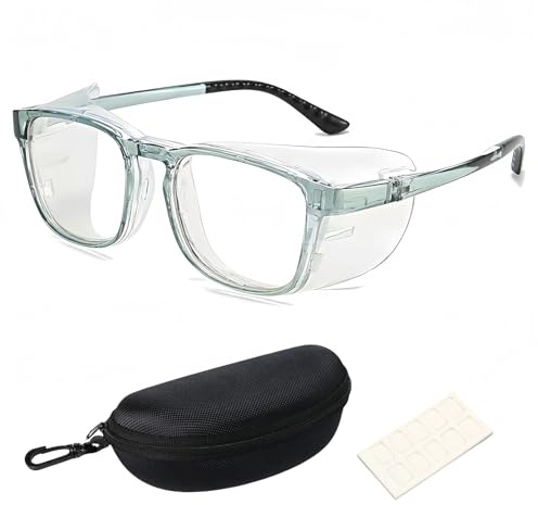 Vyloky Schutzbrille Sehstärke für Brillenträger,Sicherheits-Überbrille,Augenbefeuchtung,Tropfer,kratzfest,Wrap-around,Anti Pollen Brille,Sicherheitsbrille