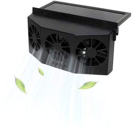 Hirritale Car Solar Powered Window Exhaust Fan (Black)