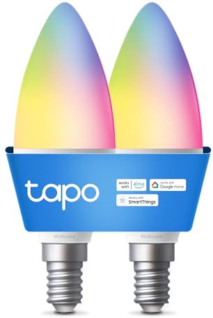 Tapo L430C(2-Pack) Smarte WLAN Glühbirne E14, 470 Lumen, 16 Mio. Farben, dimmbar, Zeitplan & Timer, Energieüberwachung, Kompatibel mit Alexa, Google Assistant und Samsung SmartThings