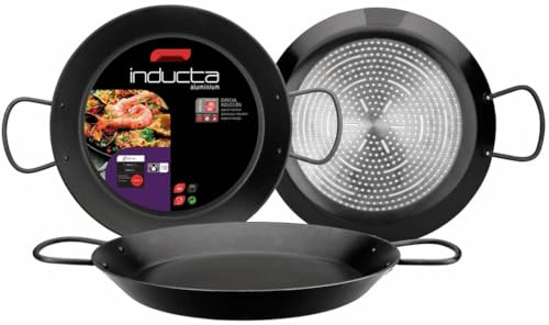 Levitantes Induktionspfanne aus Aluminium, Ø 38 cm, ideal zum Kochen von Paella, Reis und Gerichten auf Basis frischer Zutaten.
